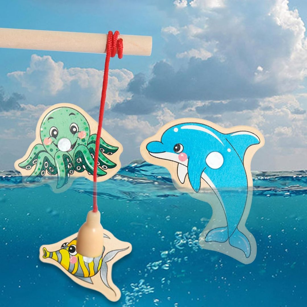 Montessori Fischen Spiel aus Holz für Kinder
