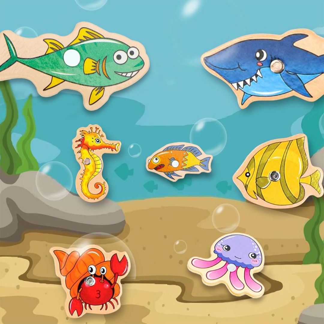Montessori Fischen Spiel aus Holz für Kinder