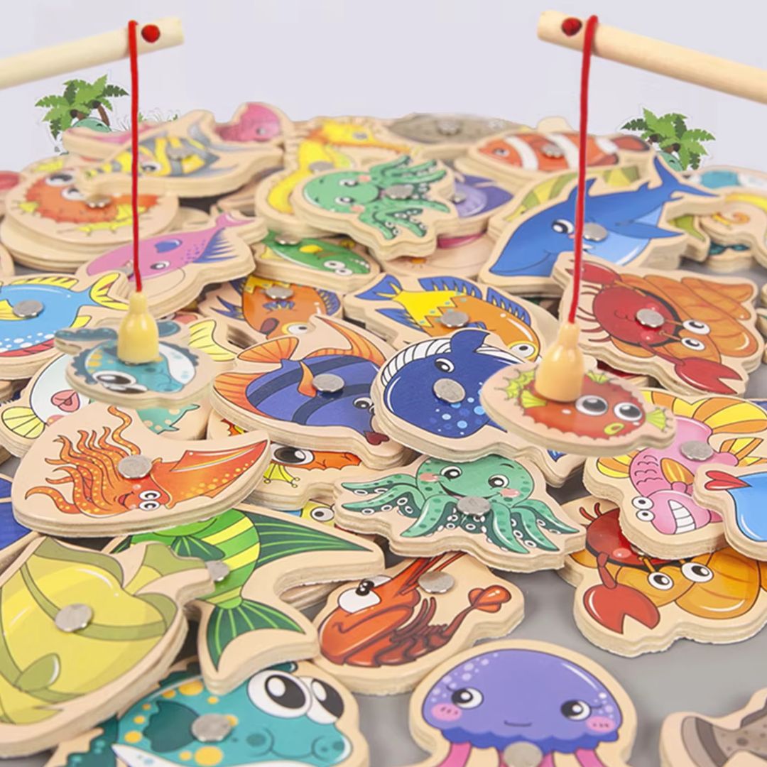 Montessori Fischen Spiel aus Holz für Kinder