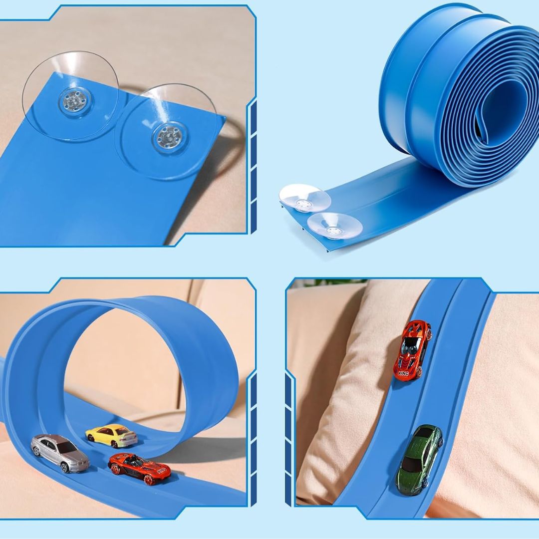 FlexiRace - Flexible Spielzeugauto Rennstrecke + 4 Autos
