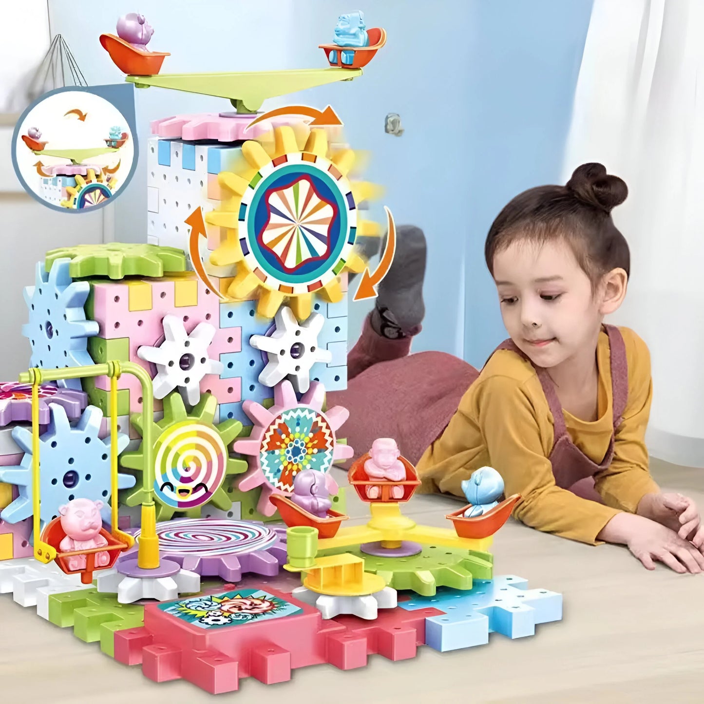 Montessori Zahnrad Baukasten Spiel