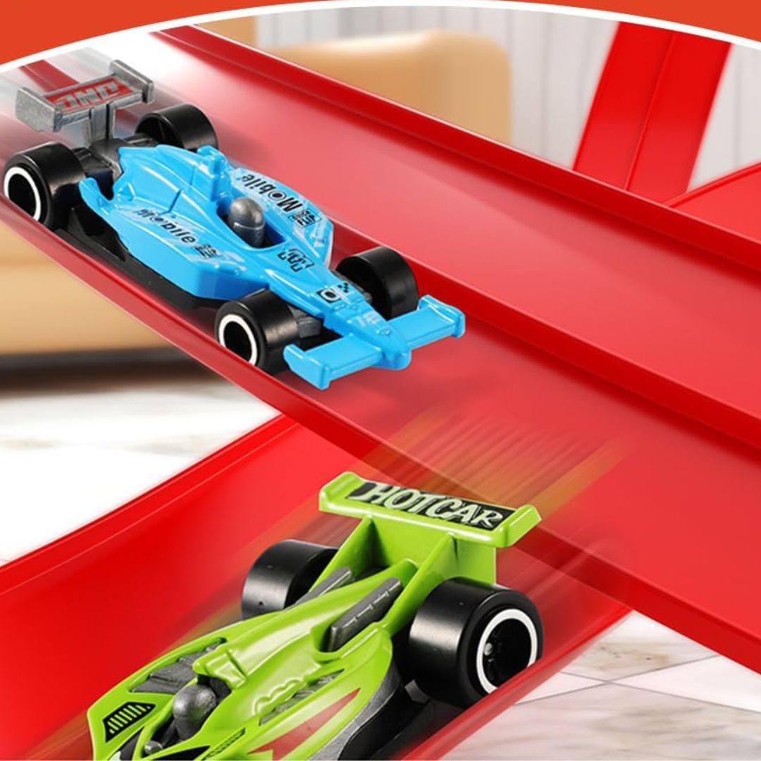 FlexiRace - Flexible Spielzeugauto Rennstrecke + 4 Autos