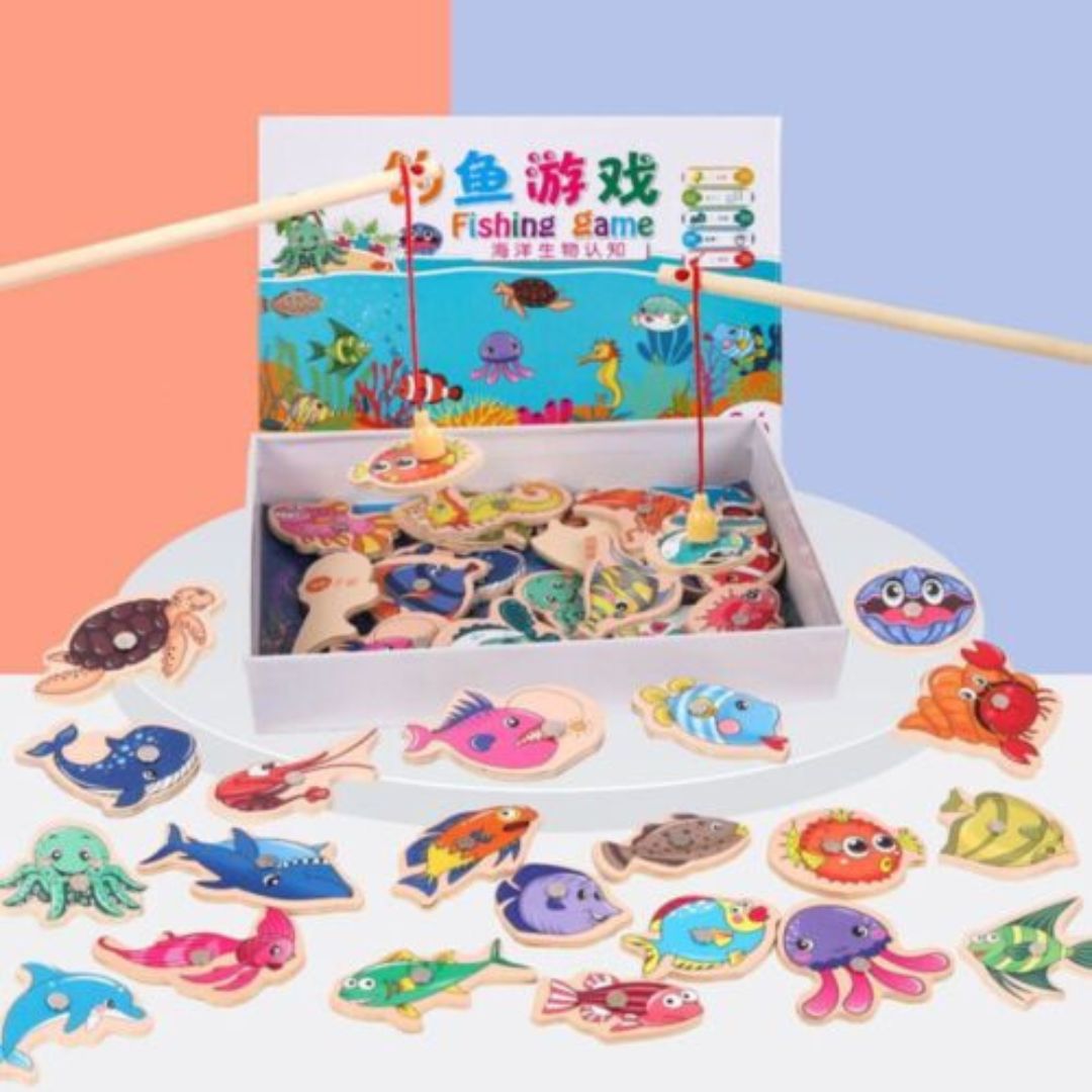 Montessori Fischen Spiel aus Holz für Kinder