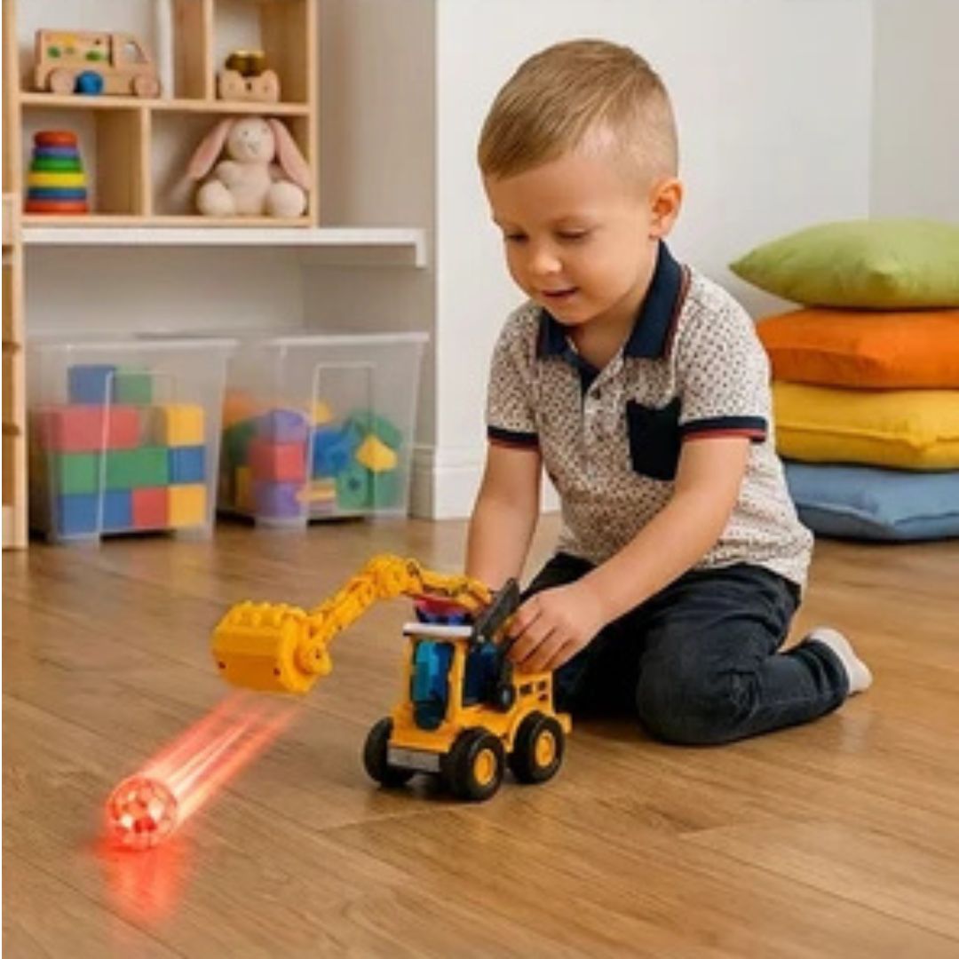 BauKugel - Leuchtender Bagger mit Ballwurf-Funktion