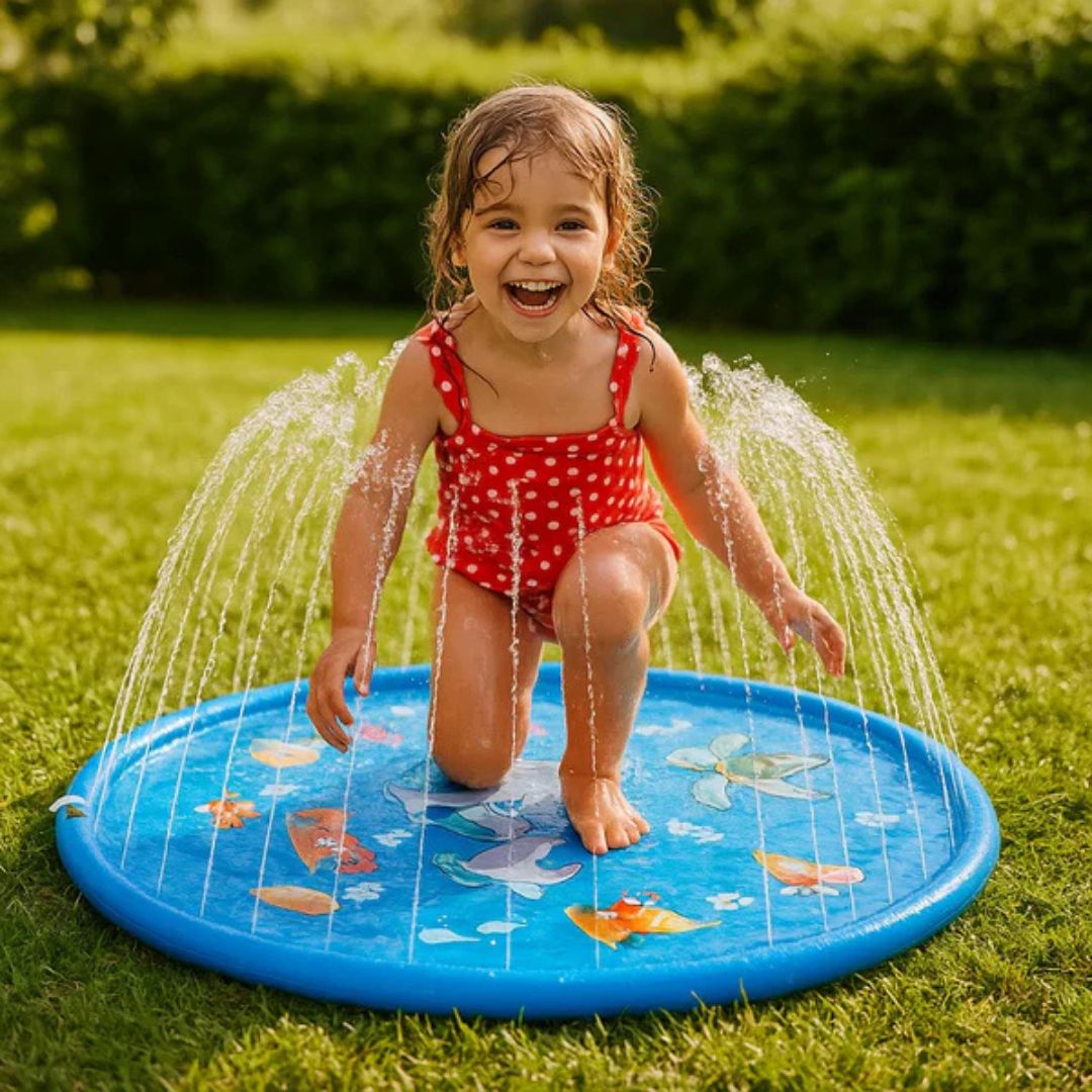 Spritzende Wassermatte für den Sommer