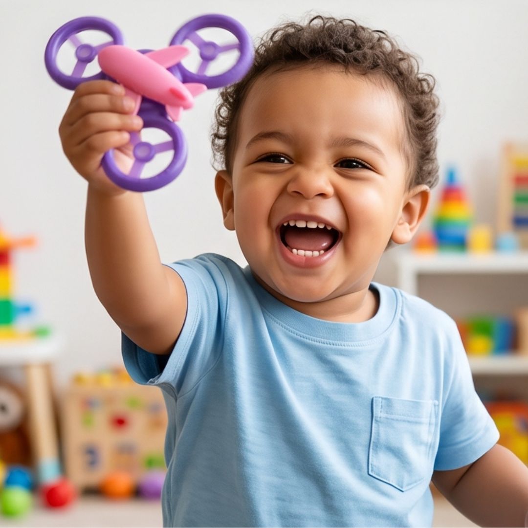 DrehFlieger - Baby-Saugnapf-Spielzeug zum Drehen