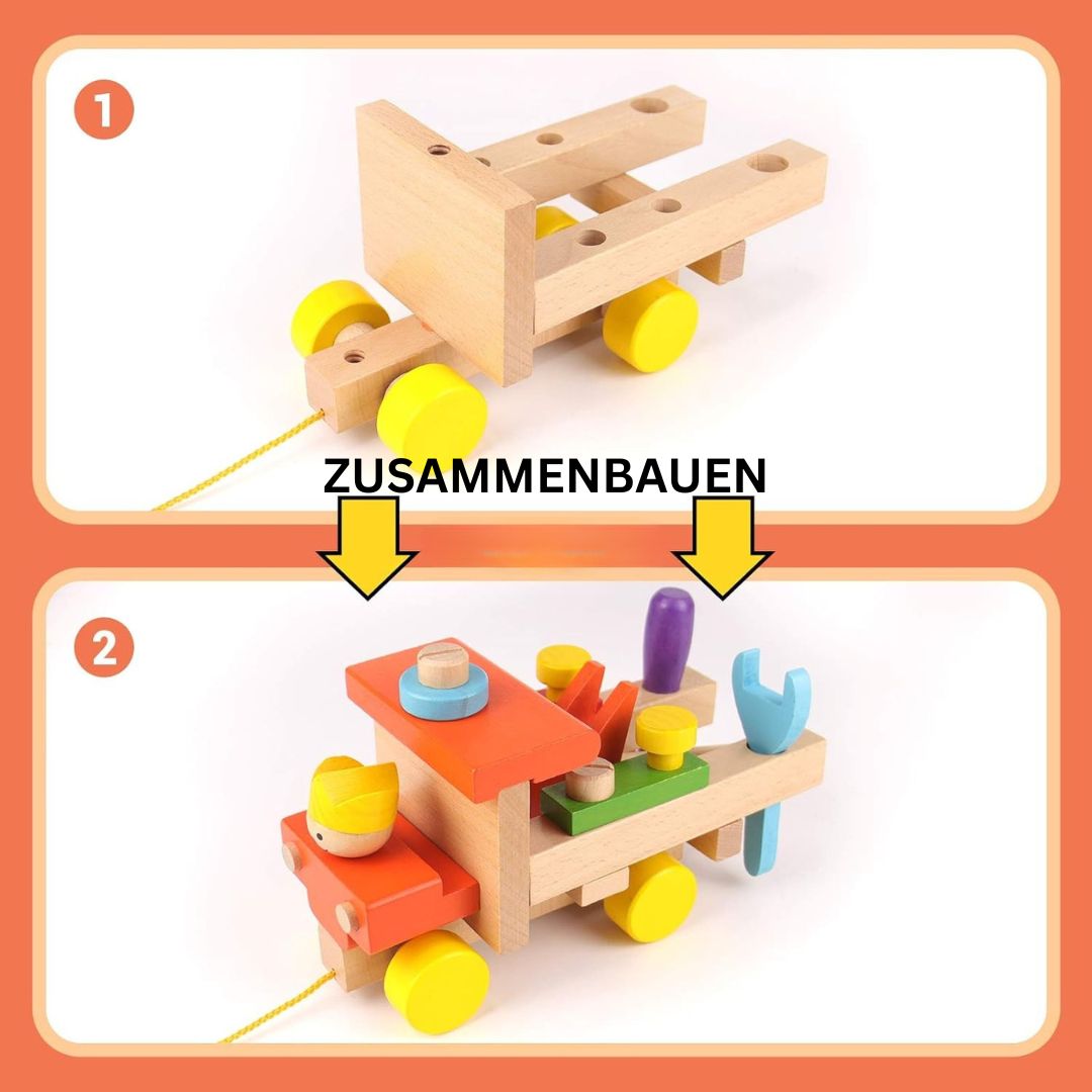 SchraubMobil – Holzauto-Spielzeug zum Tüfteln & Lernen
