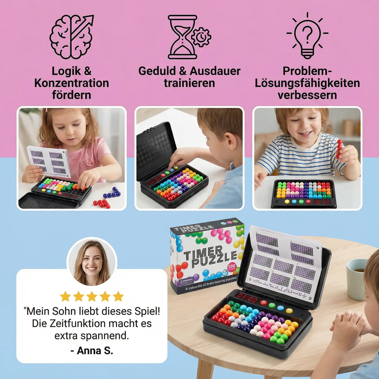 Rätselmeister - 500 Denkspiele-Puzzle mit Timer