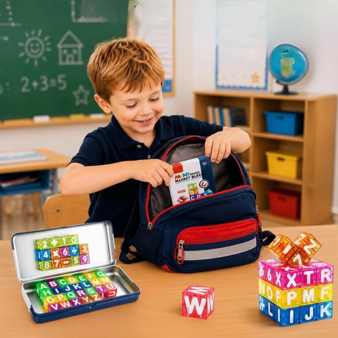 LernWürfel - Magnetisches Buchstaben- und Zahlen-Lernset