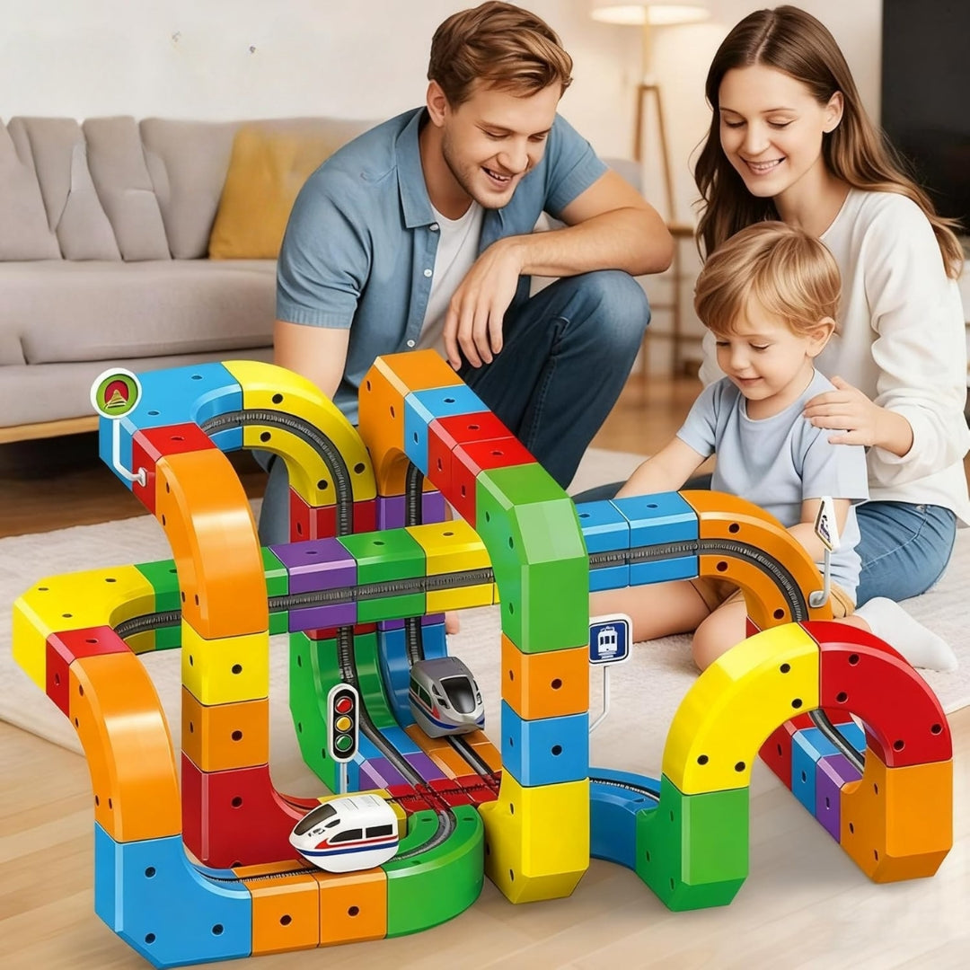 3D RennBahn - Auto- und Zug-Rennstrecke für Kinder