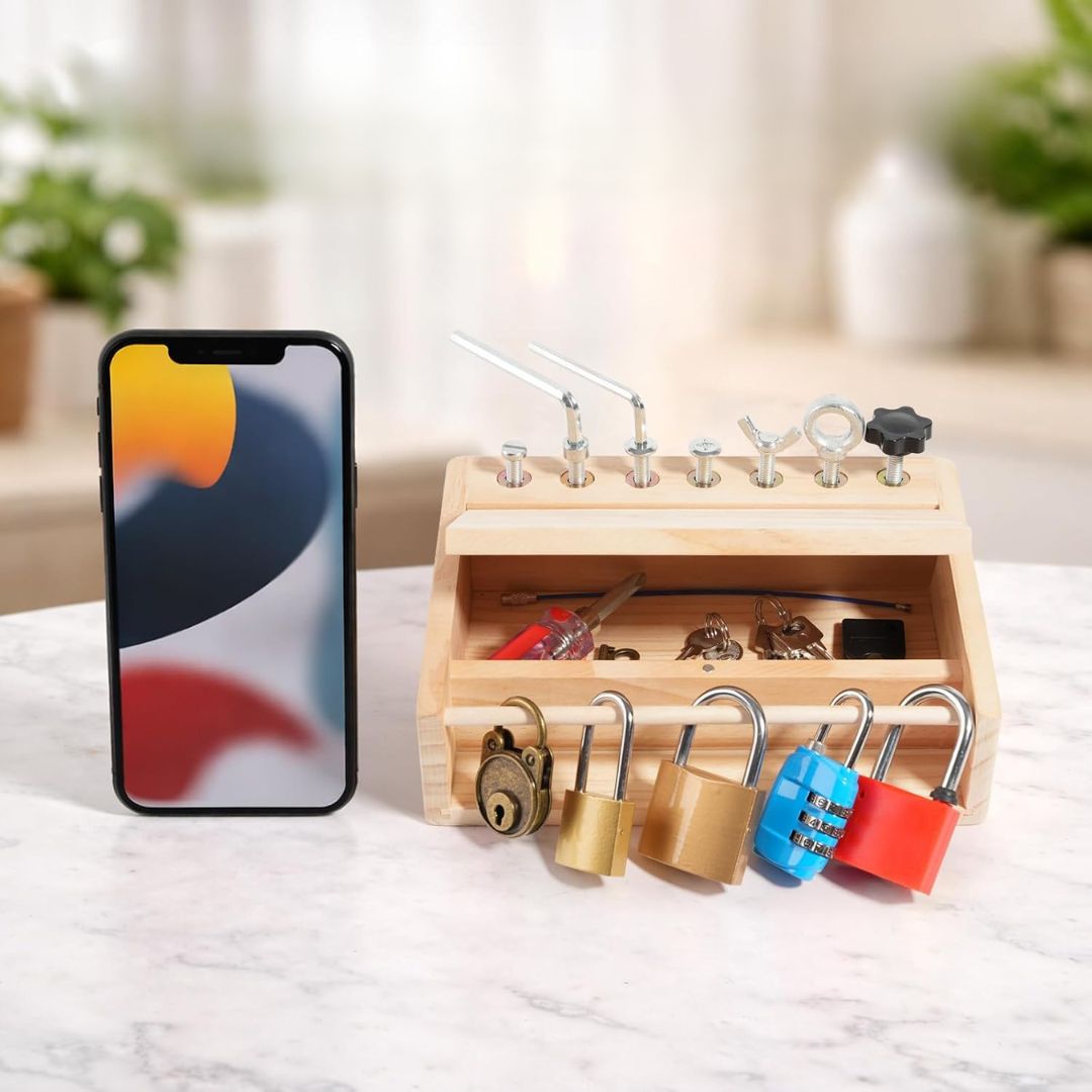 WerkzeugBox - Montessori Schloss- und Schrauben-Set