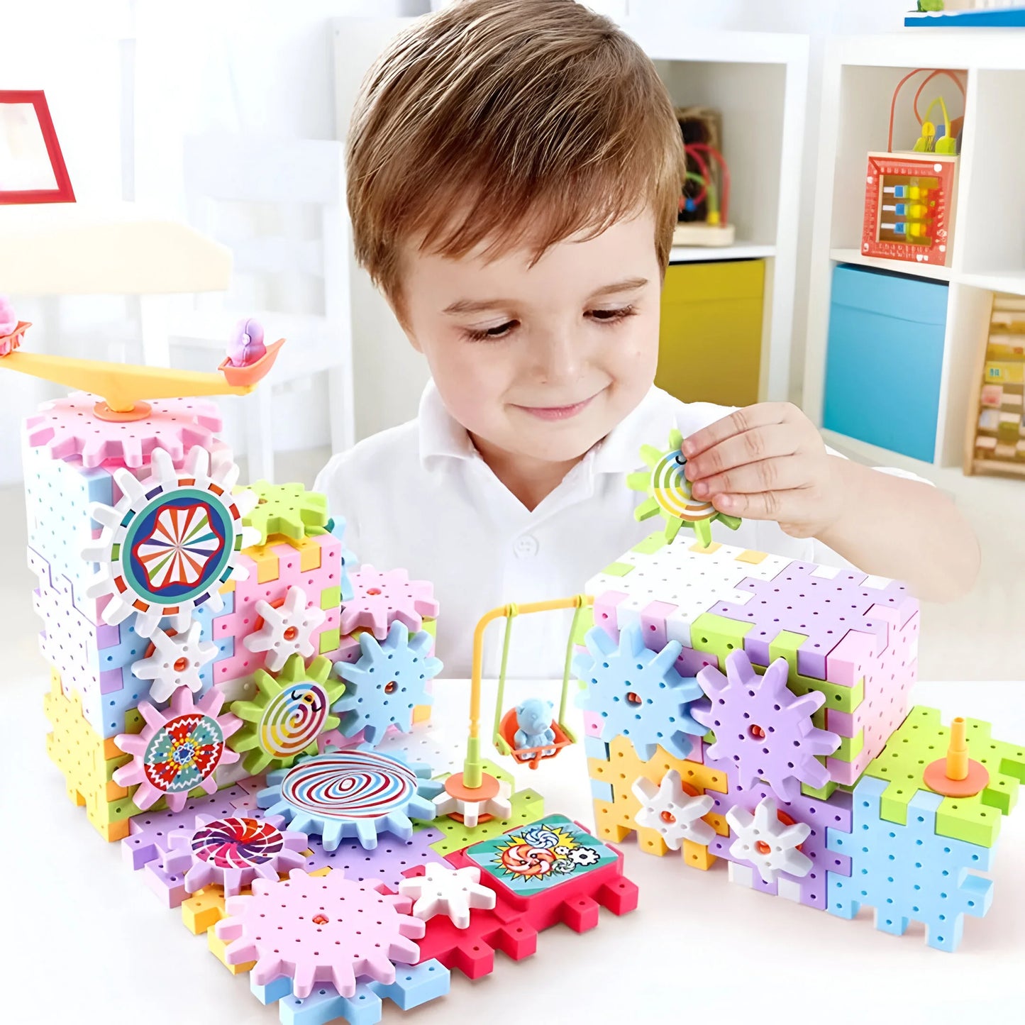 Montessori Zahnrad Baukasten Spiel