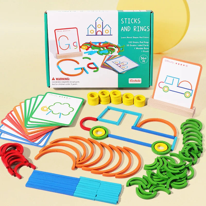 Montessori Formen Nachbau Stäbchen