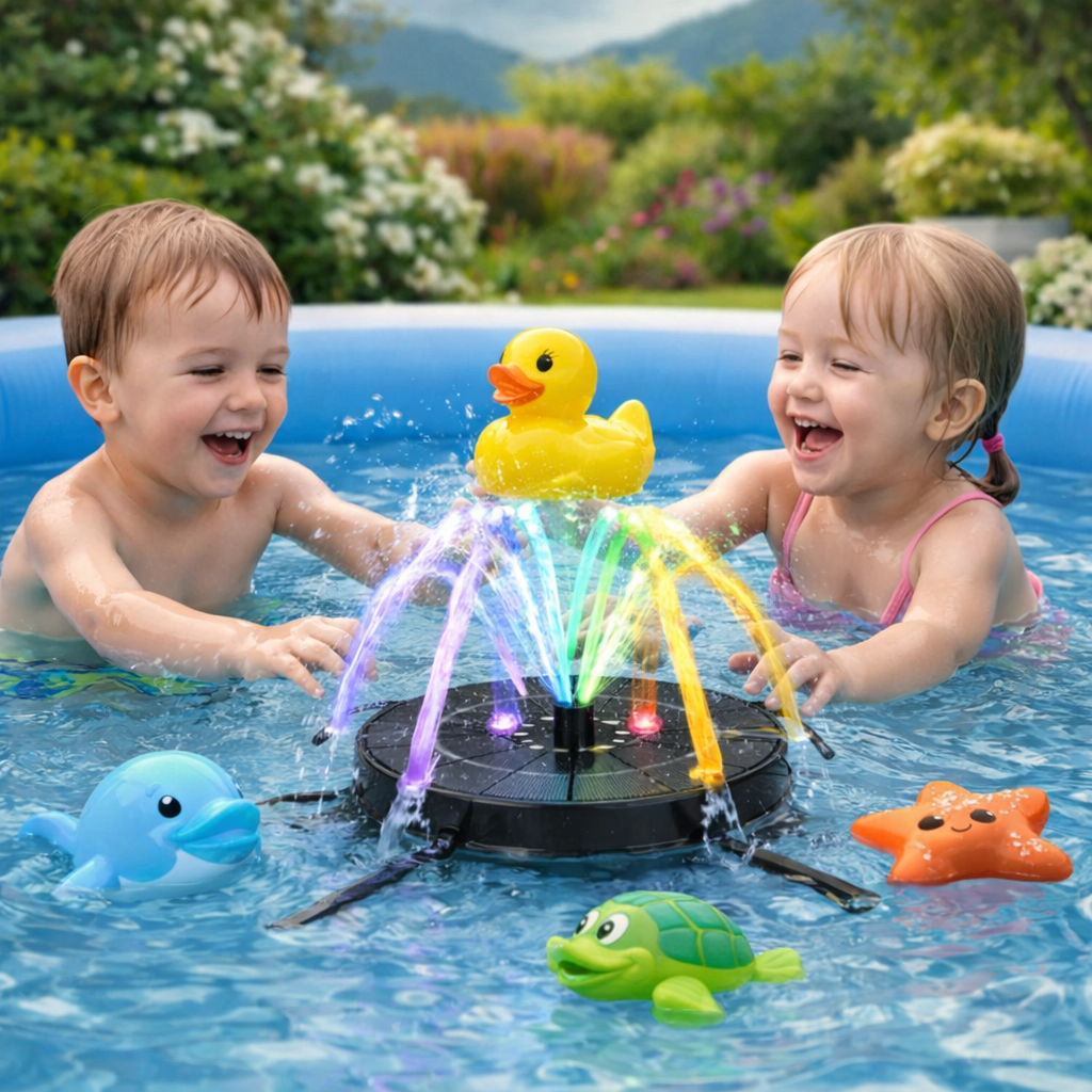 Kinder Solar Wasser Springbrunnen mit LED Licht