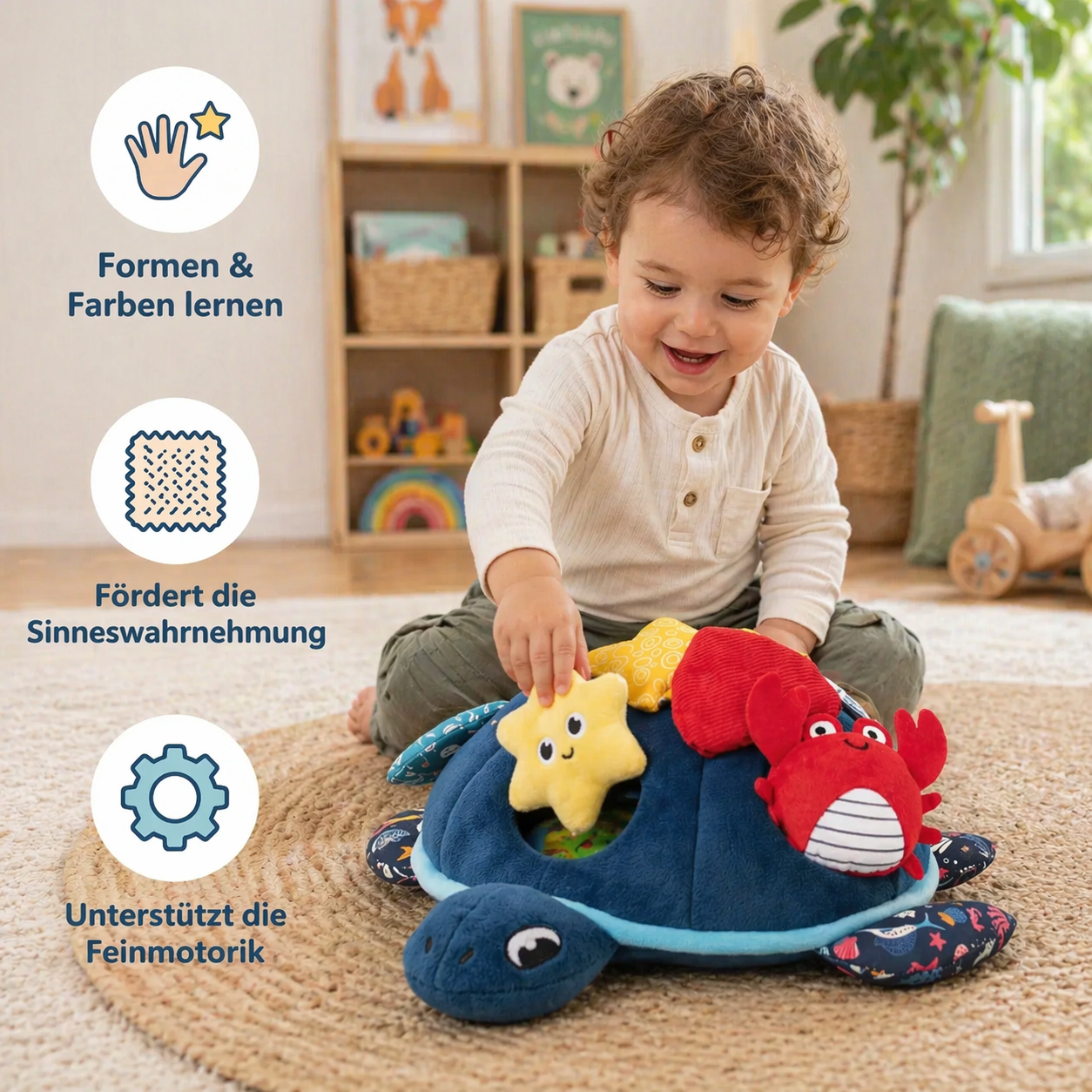 Weiches Schildkröten Entdeckerspielzeug für Babys