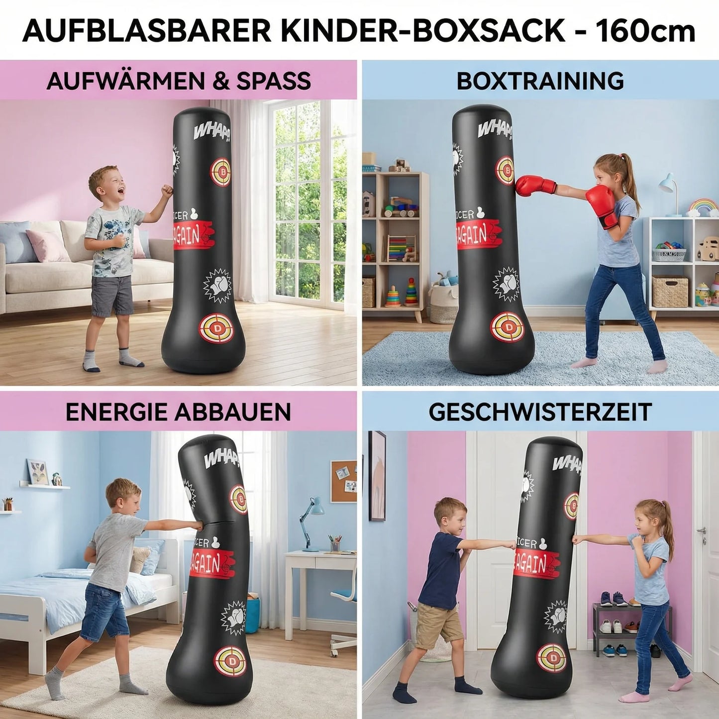 BoxKumpel - Aufblasbarer Kinder Boxsack mit Wasserfüllung